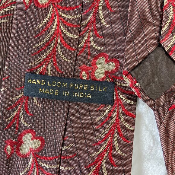 Hand Loom Mens tie Pure silk. India. 1960/70 Casual Floral Retro - Picture 4 of 4